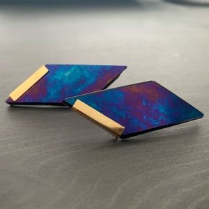 80’s vibe dichroic art glass earrings